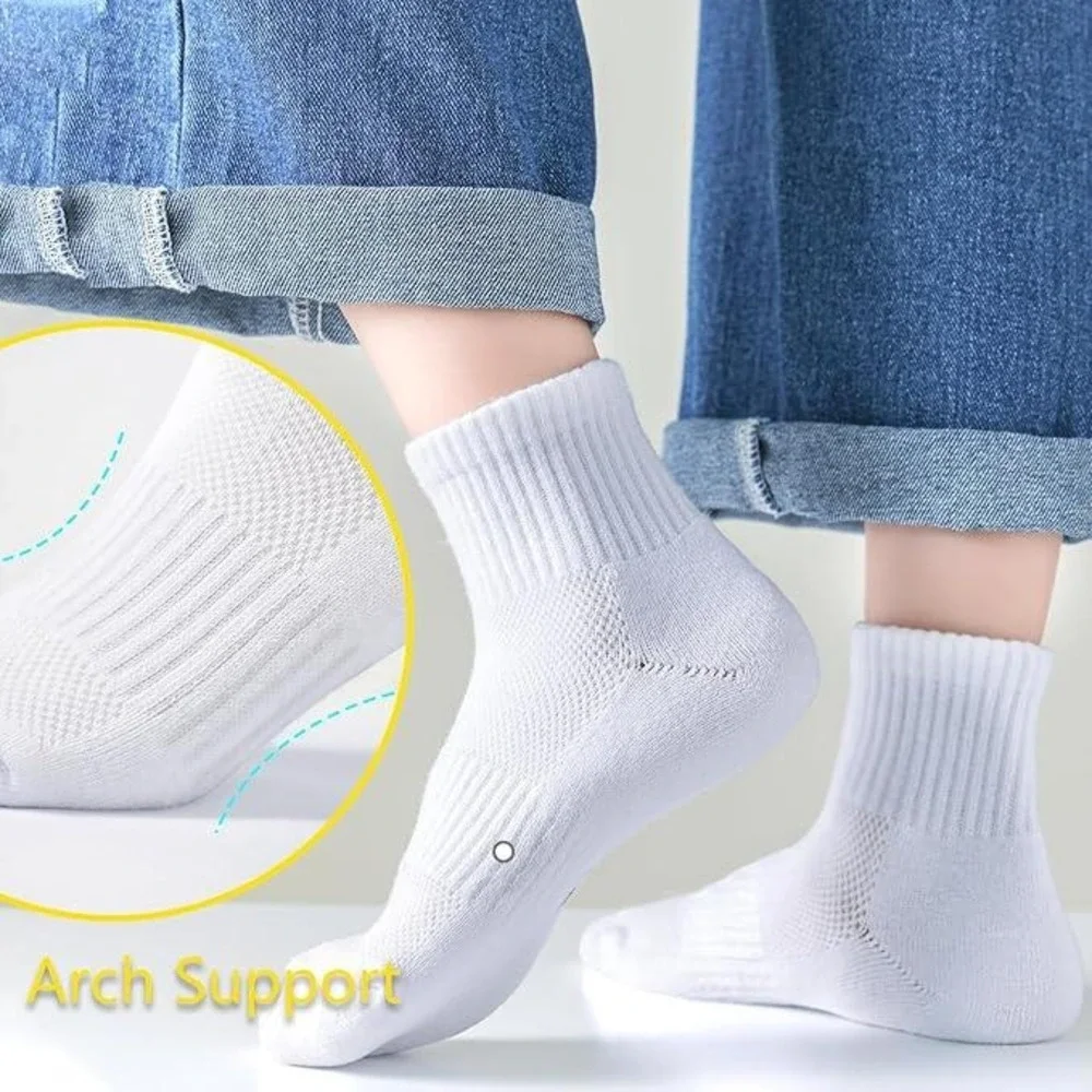 Unbranded White Athletic Ankle Socks 6 Pair Pack Arch Support‎ Cushioned Sole